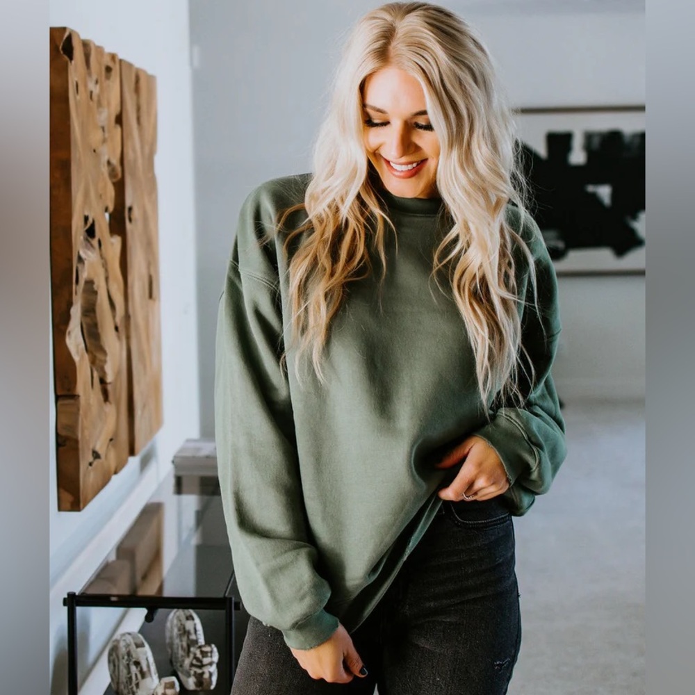 Army Green Oversized Crew Neck Sweater